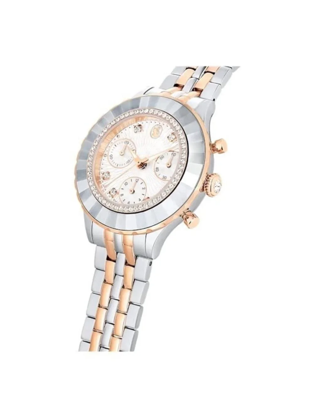 NWT Swarovski Octea Chrono Quartz Crystal White Dial Watch
